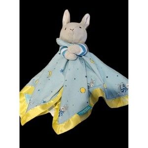 Goodnight Moon Baby Security Blanket Bunny Rabbit Lovey Blue Yellow Stars